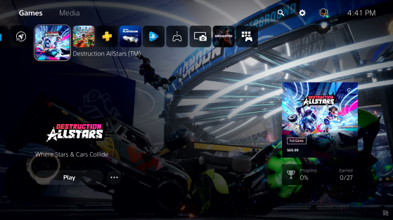 The Home screen from a powered-off state on PS5 - Millenium