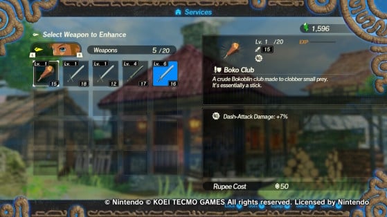 Fusing weapons in Hyrule Warriors: Age of Calamity. Image Source: Nintendo - Hyrule Warriors: Age of Calamity