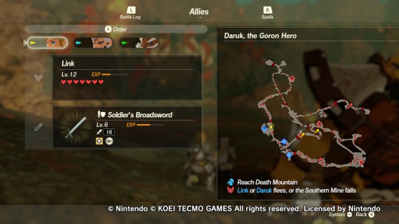The map of the Daruk, the Goron Hero mission. - Hyrule Warriors: Age of Calamity