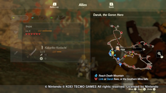 Impa on the Death Mountain map in Hyrule Warriors: Age of Calamity. - Hyrule Warriors: Age of Calamity