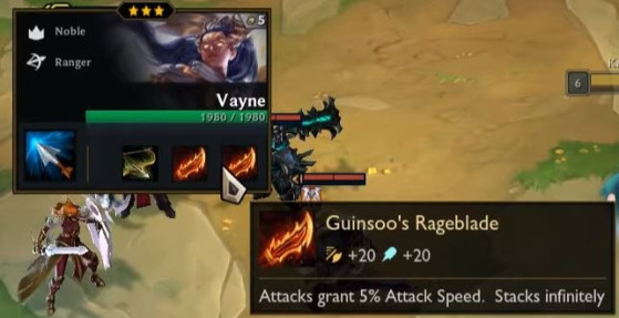 A Vayne with 3 items - Teamfight Tactics