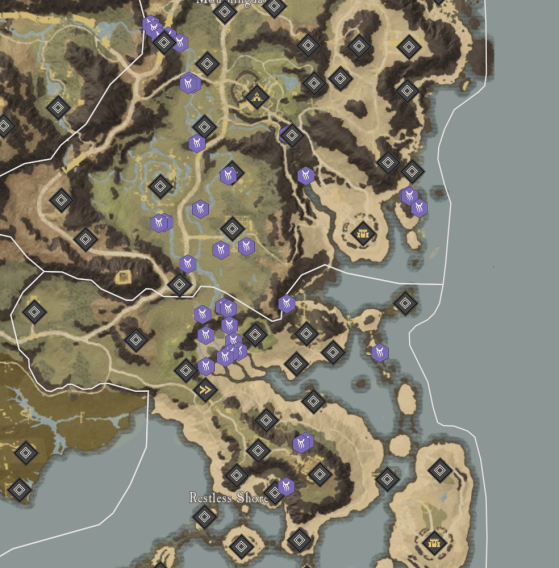 Springstone Locations in Restless Shore. - New World