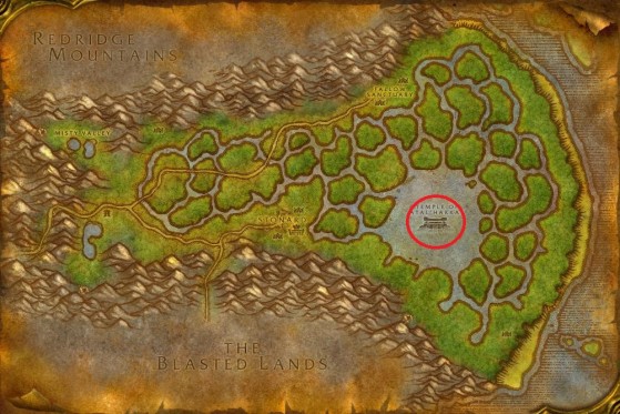 Location of the Temple of Atal'Hakkar (Sunken Temple) in Swamp of Sorrows - World of Warcraft: Classic