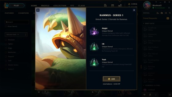 An example of Rammus' Eternals Series - League of Legends