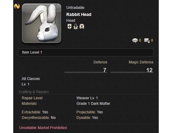 Hatching-tide Rabbit Head Reward - Final Fantasy XIV