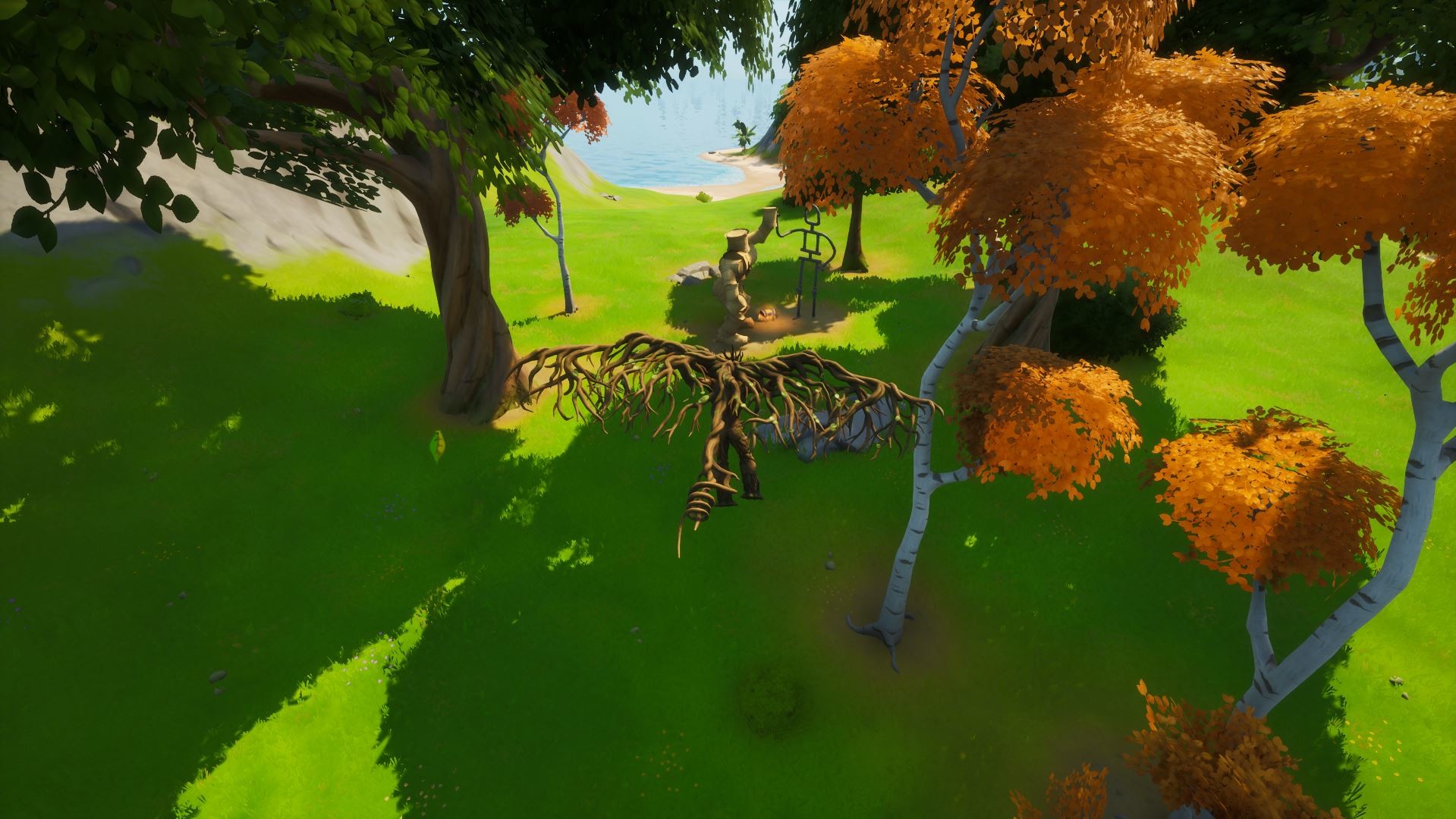 Fortnite Emote as Groot at a Friendship Monument, Groot Awakening