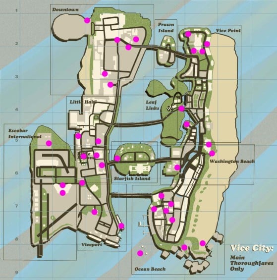 gta vice city map of rampages