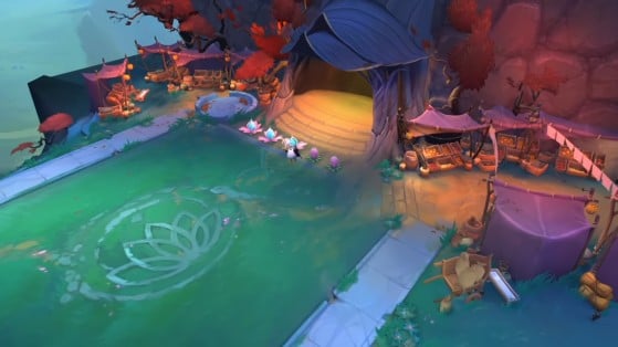 The Spirit Blossom logo is right at the center of the arena... - Teamfight Tactics