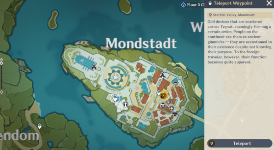 Location of teleporters on the map - Genshin Impact