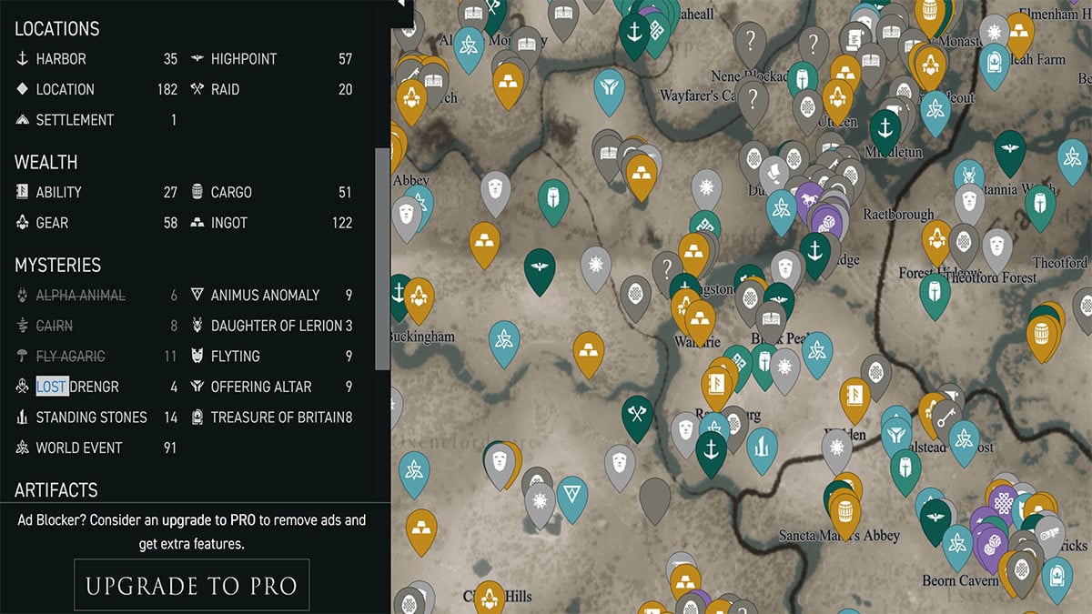 Assassin's Creed Valhalla interactive map to get the position of all items  - Millenium