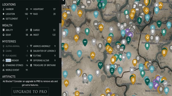 Assassin's Creed Valhalla interactive map to get the position of all items