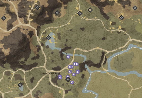 Blightroot Locations in Monarch's Bluffs - New World