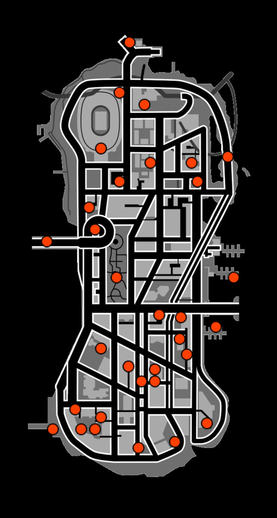 Grand Theft Auto III Hidden Packages Map: Staunton Island Map for