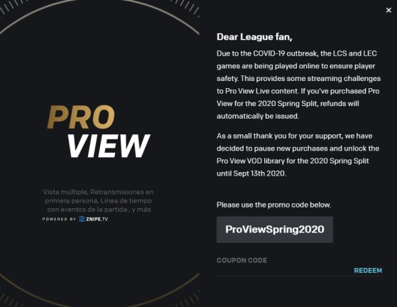 Code to have the Pro View free. - League of Legends