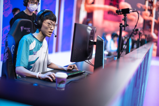 Nuguri's focus in full display against JD Gaming in Day 1 (Image credit: LoL Esports) - League of Legends