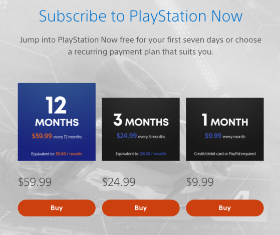 Playstation now on sale subscription cost