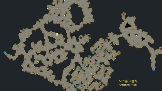 Mapa de Ozhorn Hills, una de las subzonas de Yudia