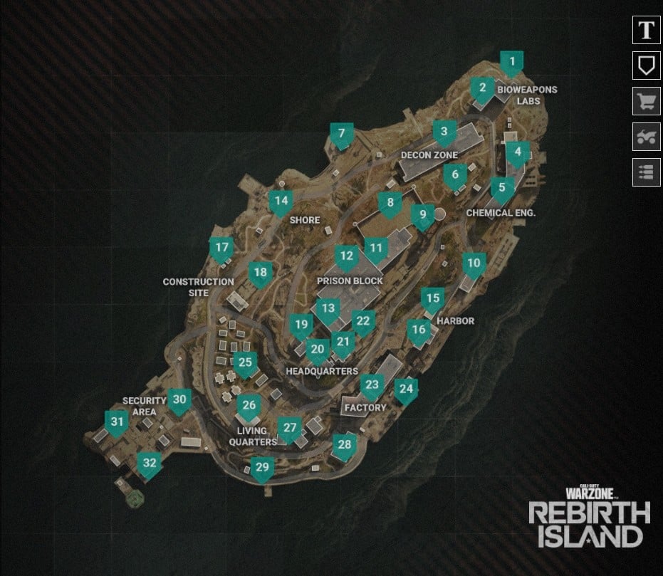 Warzone Rebirth island map overview, gulag Millenium