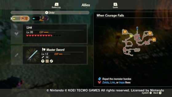 The three outposts in When Courage Fails - Hyrule Warriors: Age of Calamity