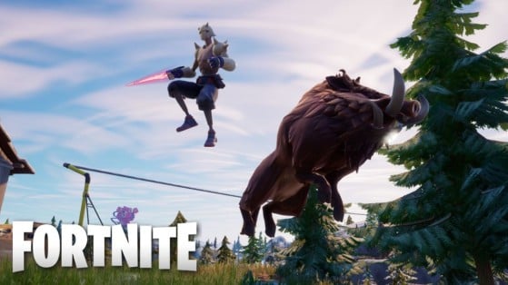 Fortnite: do a 360° pirouette while descending from a wolf or a boar