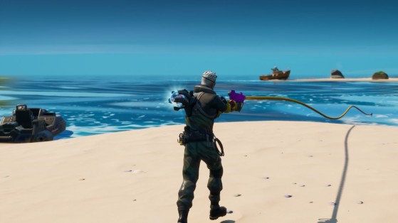 Fortnite Guide: pull an item, an opponent, & catch a fish using a Harpoon Gun