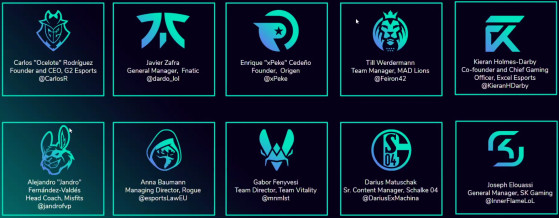 The representatives of each of the LEC teams present at the conference. - League of Legends
