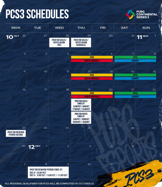 PUBG: PCS3 Schedule - PUBG