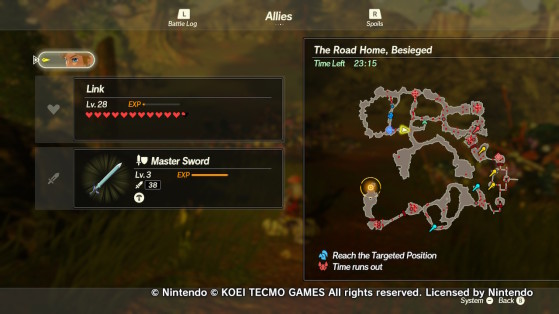 The map of A Road Home, Besieged - Hyrule Warriors: Age of Calamity