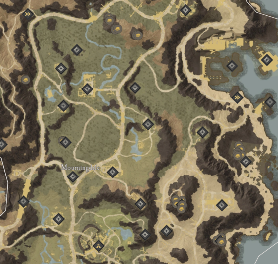 Gold Ore Locations in Mourningdale. - New World