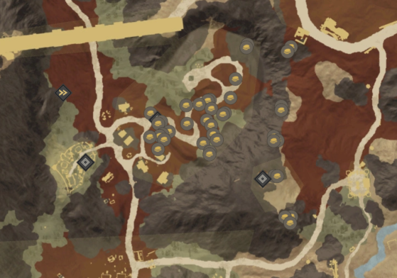 Gold Ore Locations in the Great Cleave. - New World