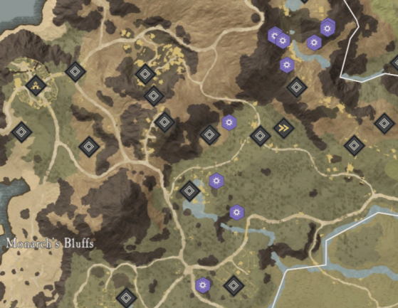 Lifejewel Locations in Monarch's Bluffs. - New World