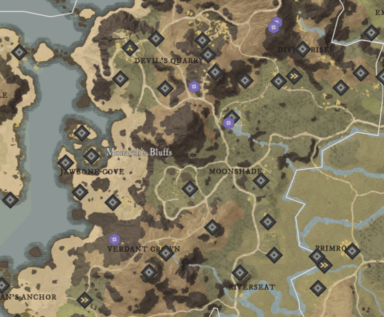 Lightning Beetle Locations in Monarch's Bluffs - New World