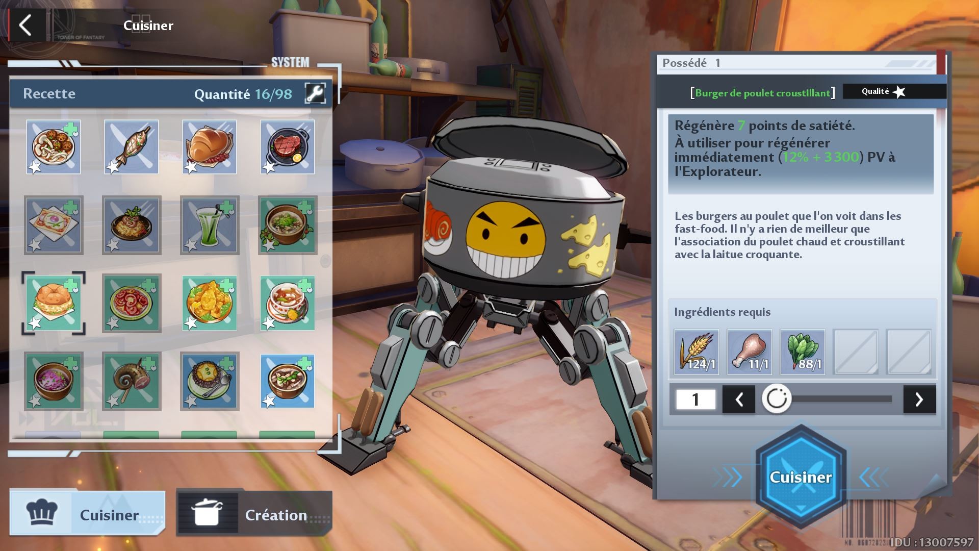 Tower of Fantasy Crispy Chicken Burger How to get the recipe? Millenium