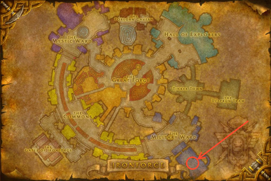 Location of Lylandris in Ironforge - World of Warcraft: Classic
