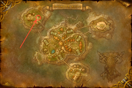 Location of Martin Lindsey in Thunder Bluff - World of Warcraft: Classic
