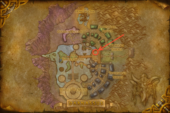Location of Keras Wolfheart in Darnassus - World of Warcraft: Classic