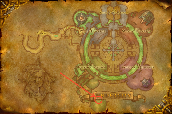 Location of Grizzle Halfmane in Undercity - World of Warcraft: Classic