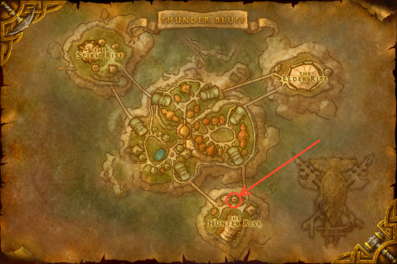 Location of Taim Ragetotem in Thunder Bluff - World of Warcraft: Classic