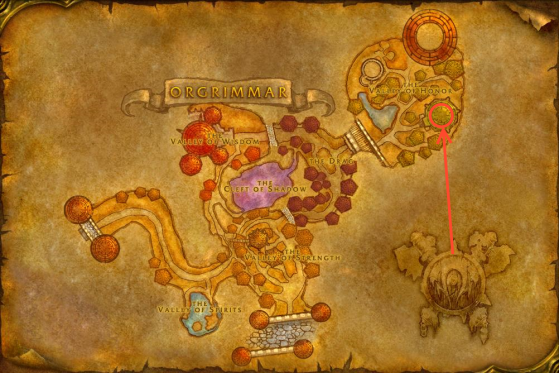 Location of Kartra Bloodsnarl in Orgrimmar - World of Warcraft: Classic