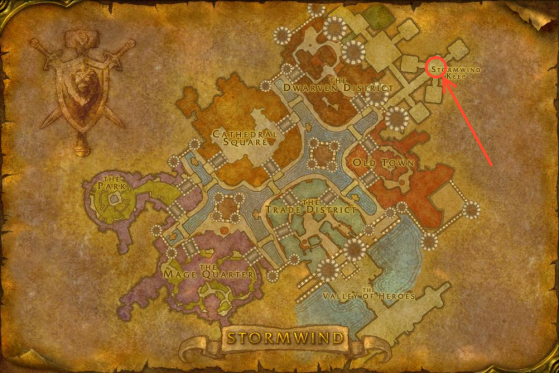 Location of Thelman Slatefist in Stormwind - World of Warcraft: Classic