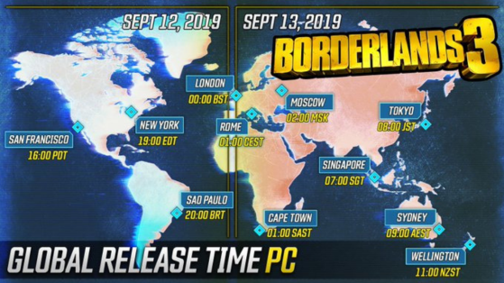 Borderlands 3 global realease times for console and PC have been announced!