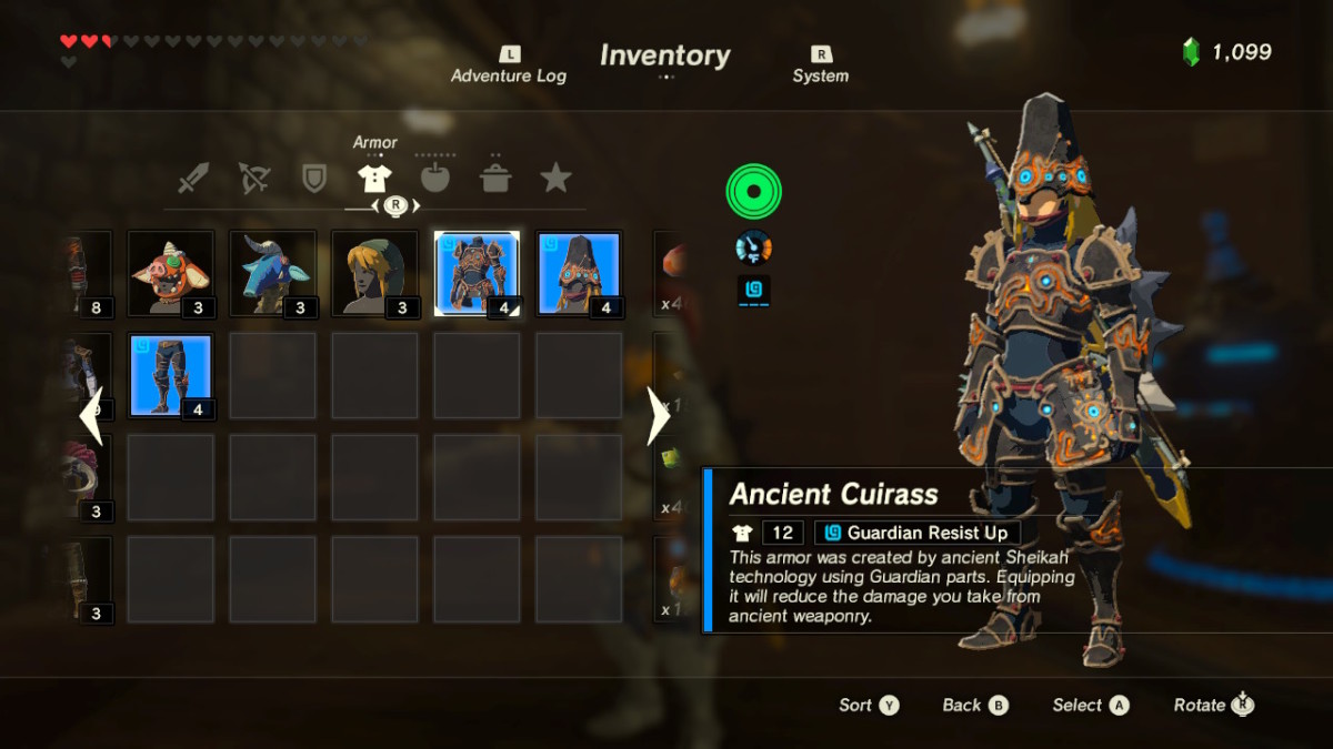 Zelda BotW Guide Getting the full ancient set Millenium