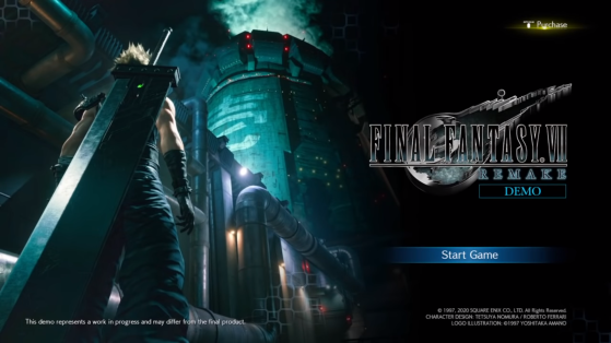 Title screen for the Final Fantasy VII Remake demo - Final Fantasy 7 Remake