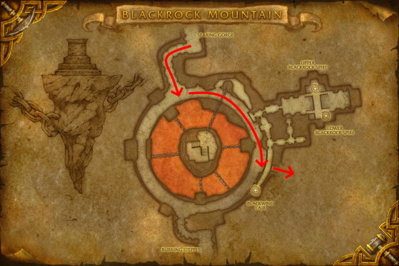 Map showing how to enter the Scarshield corridor - World of Warcraft: Classic
