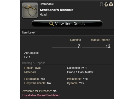 Seneschal's Monocle - Final Fantasy XIV