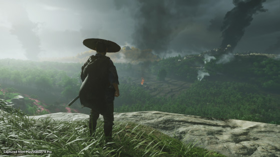 The columns of smoke often indicate camps. - Ghost of Tsushima