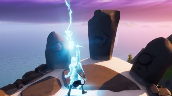 Fortnite: Emote as Thor at Mountain Top Ruins Location