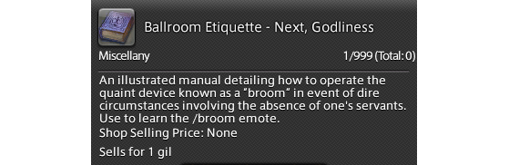 FFXIV 5.41 Guide: unlock broom emote — Ballroom Etiquette - Next, Godliness - Final Fantasy XIV