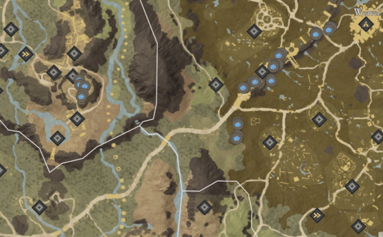 Starmetal Ore Locations in Weaver's Fen. - New World