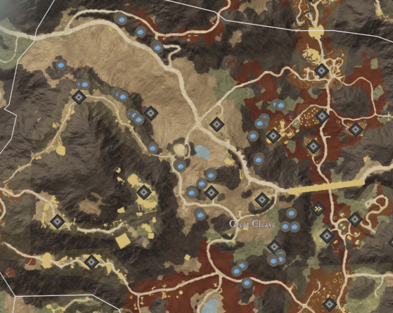 Starmetal Ore Locations in Great Cleave. - New World